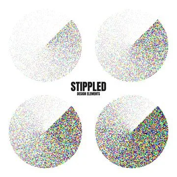 Round shaped dotted objects, vintage stipple elements. Fading gradient 스톡 일러스트