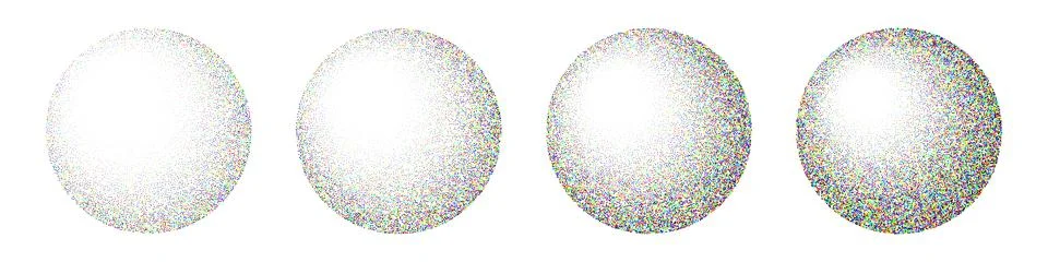 Round shaped dotted objects, vintage stipple elements. Fading gradient Stock Illustration