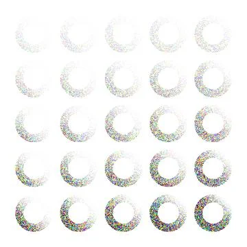 Round shaped dotted objects, vintage stipple elements. Fading gradient 库存插图