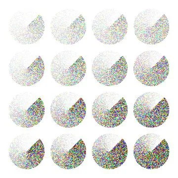 Round shaped dotted objects, vintage stipple elements. Fading gradient Stock Illustration