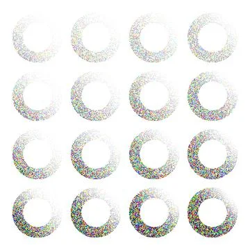 Round shaped dotted objects, vintage stipple elements. Fading gradient Stock Illustration