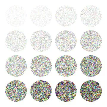 Round shaped dotted objects, vintage stipple elements. Fading gradient Stock Illustration
