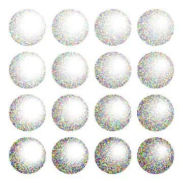 Round shaped dotted objects, vintage stipple elements. Fading gradient Illustrazione stock