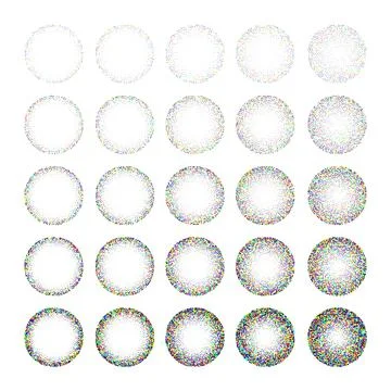 Round shaped dotted objects, vintage stipple elements. Fading gradient Stock Illustration