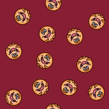 Round shaped monster cute vector seamless pattern Illustrazione stock