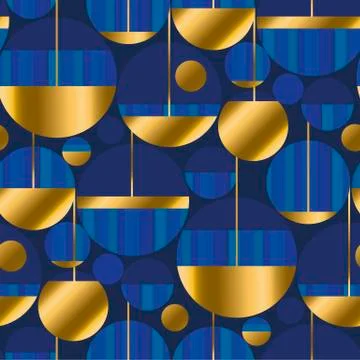 Round shapes seamless pattern in classic blue Illustrazione stock