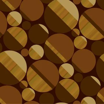 Round shapes seamless pattern in wood brown colors Stock Illustration