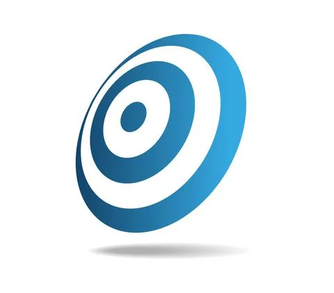 Round shield with blue and white rings. Stock Illustration
