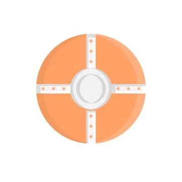 Round Shield Flat Illustration. Clean Icon Design Element on Isolated White.. イラスト素材