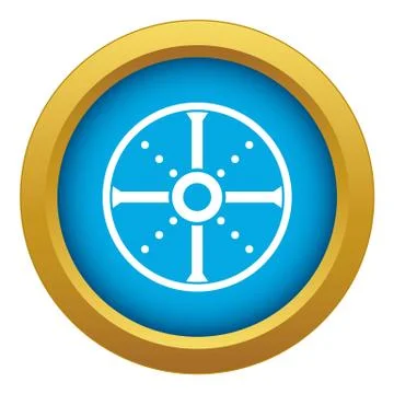 Round shield icon blue vector isolated Illustration