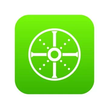 Round shield icon digital green Illustration