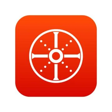 Round shield icon digital red Illustration