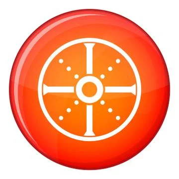 Round shield icon, flat style Illustration