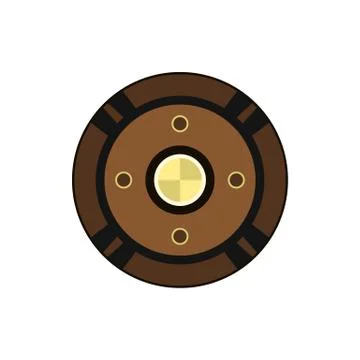 Round shield icon in flat style Ilustración de archivo