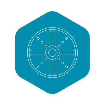 Round shield icon, outline style Illustration