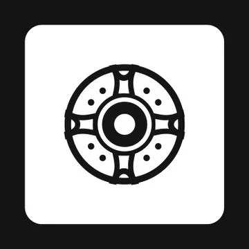 Round shield icon, simple style Illustration