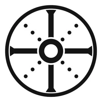Round shield icon, simple style Illustration