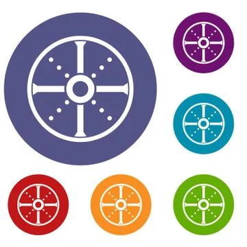 Round shield icons set Illustration