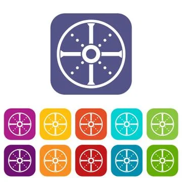 Round shield icons set Illustration