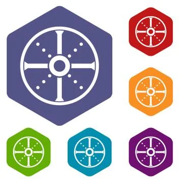 Round shield icons set Illustration