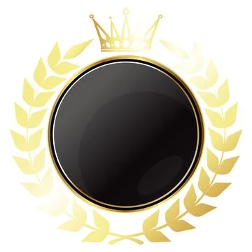 Round shield medal and round laurel wreath Stock Illustration