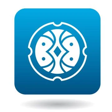 Round shield with ornament icon, simple style Illustration