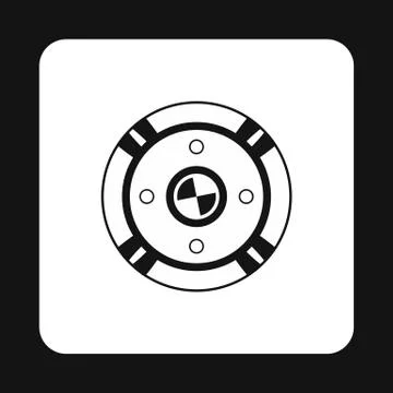 Round shield with pattern icon, simple style Illustration