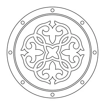  Round shield with pattern on white background. Celtic pattern  Stock Illustration