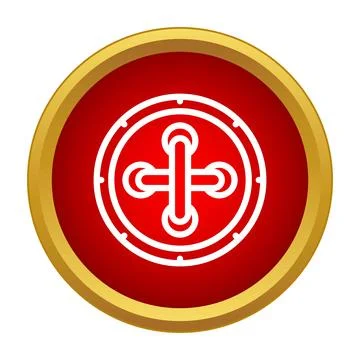 Round shield protection offering security symbol icon Stock Illustration