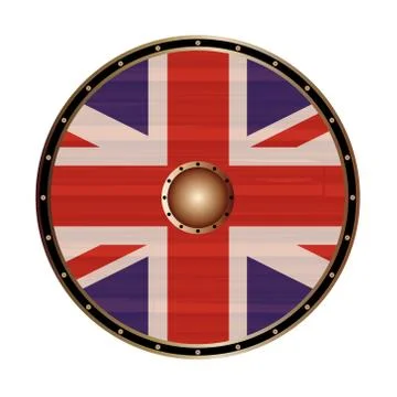 Round Shield With the Union Jack flag of The United Kingdom Illustrazione stock