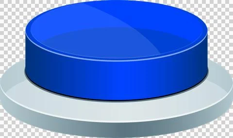 A round, shiny blue button sits atop a gray base, ready to be pressed. Bold.. Stock Illustration