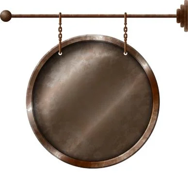 Round signboard on the chains Stock Illustration