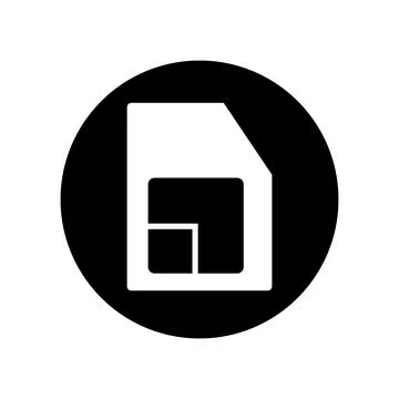Round SIM card icon. Cellular telecommunications microchip. Vector. Illustrazione stock