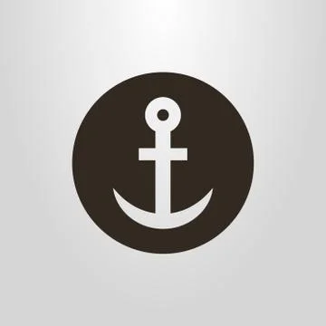  round simple negative space anchor pictogram Stock Illustration