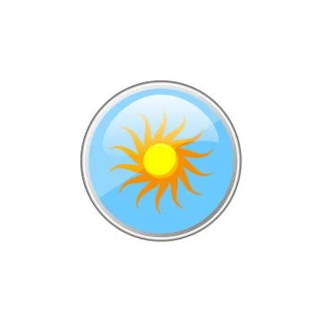 Round simple vector volume cartoon illustration of sun icon 스톡 일러스트