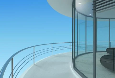 Round skyscraper terrace Stock Illustration