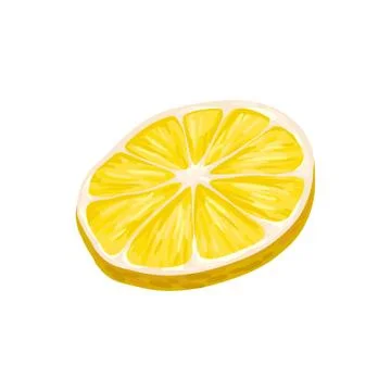 Round slice of bright yellow lemon. Juicy and sweet fruit. Natural citrus Illustrazione stock