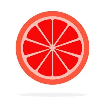 Round slice of grapefruit flat isolated Stock Illustration