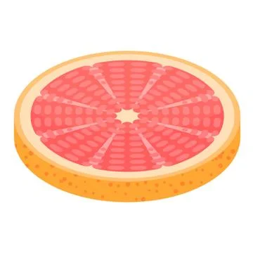 Round slice grapefruit icon, isometric style Illustrazione stock