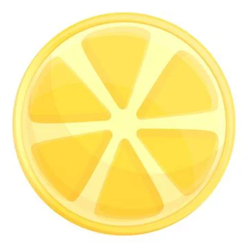 Round slice lemon icon, cartoon style Illustrazione stock