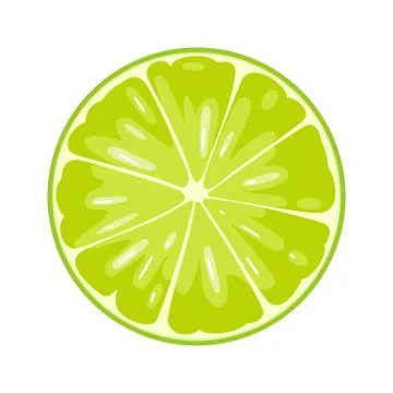 Round slice of lime on white background. Flat color illustration Illustrazione stock