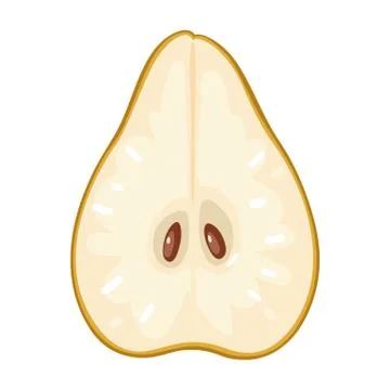 Round slice of pear on white background. Flat color illustration Stock Illustration