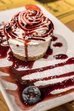 Round small cheesecake Stock Photos