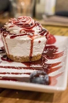 Round small cheesecake Stock Photos