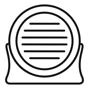 Round smart speaker with stand playing music through horizontal slits Stock Illustration