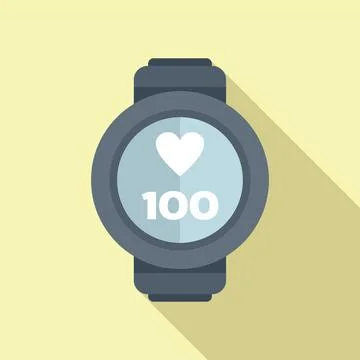 Round smart watch icon flat vector. Device digital system Stock Illustration