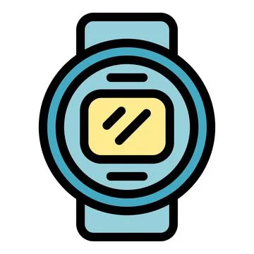 Round smartwatch with big screen showing modern user interface Stock Illustration
