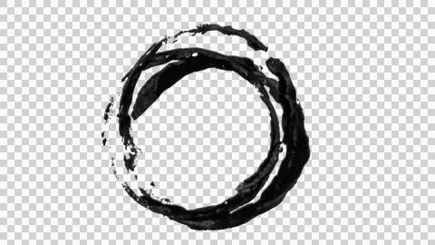 Round smear of black paint . on an empty background. PNG Foto stock