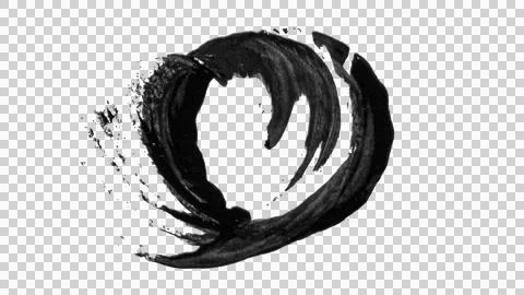Round smear of black paint . on an empty background. PNG Stock Photos