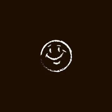 Round smiling face on a black background	 Stock Illustration